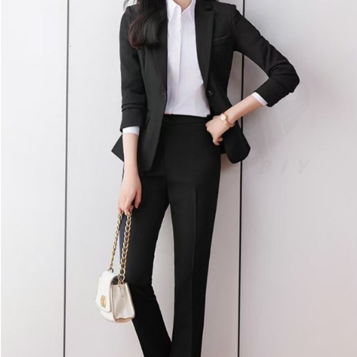 비아이와이 여성 봄 가을 컬러 블록 포켓 패션 바지 정장세트 DH1158