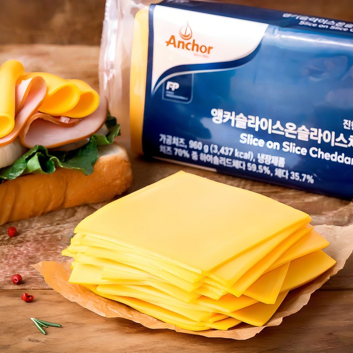 앵커 슬라이스 온 슬라이스 체다치즈 80매입, 960g, 1개입, 1개