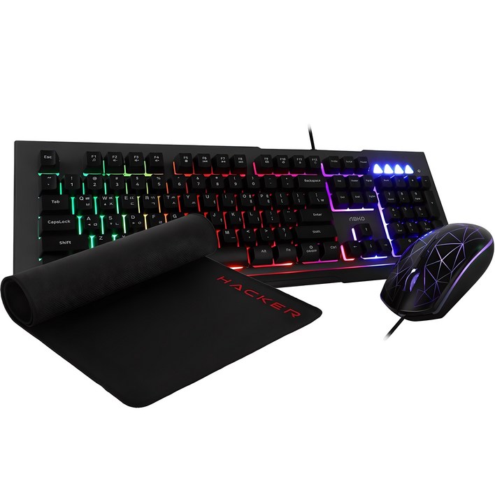 앱코 게이밍 키보드  마우스  장패드 세트, 일반형, KM700, Metal Gray