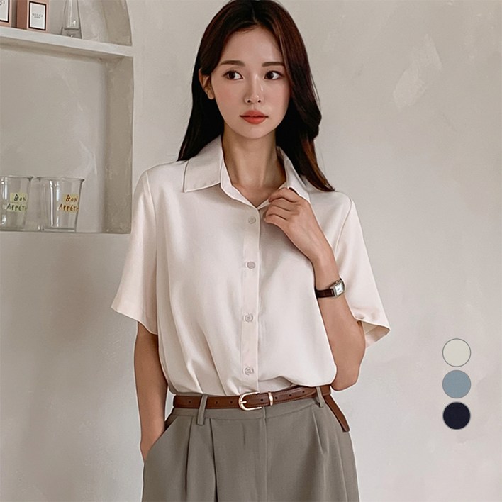 아피나르 찰랑 반팔 셔츠 블라우스