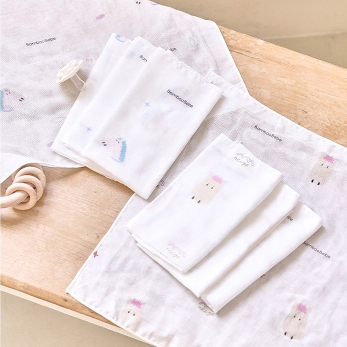 밤부베베 시그니처 거즈손수건 2종 x 3p 세트 행복한말랑이