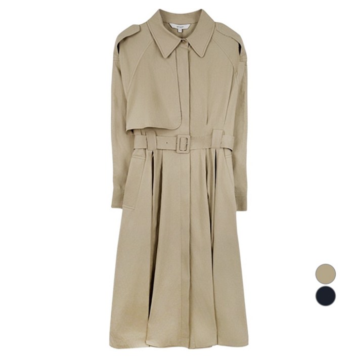 온앤온 여성용 카라넥 벨티드 트렌치형 원피스