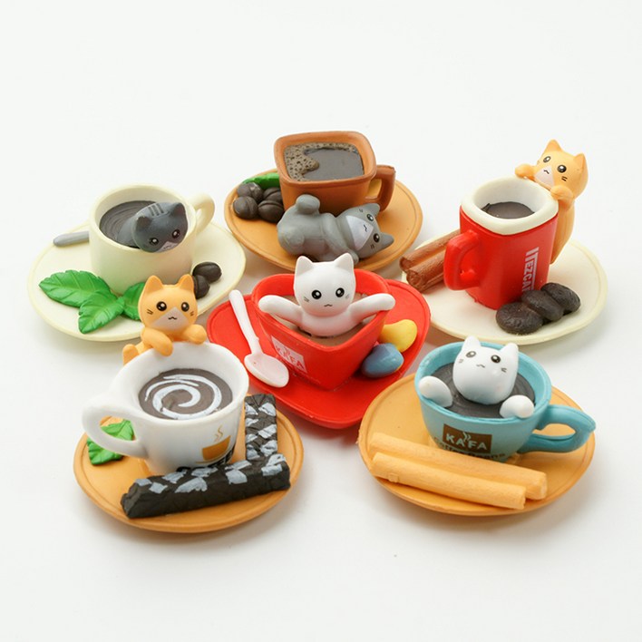 포레스 카페 소품 커피 고양이 피규어 세트
