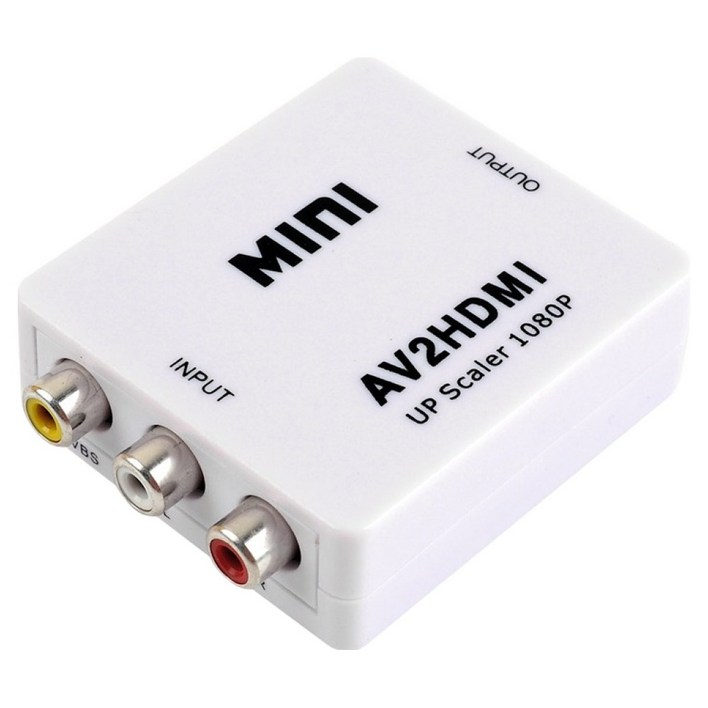 YTEK 미니 AV to HDMI 컨버터 화이트 컴포지트 RCA 3선 영상 오디오 입력