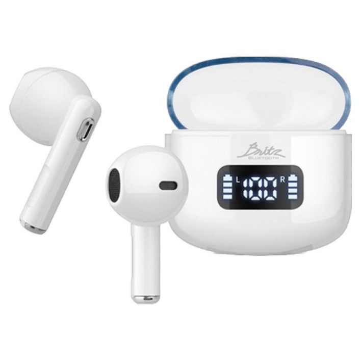 브리츠 초소형 초경량 ENC 소음제거 블루투스 V5.4 이어폰, BZAW3, 화이트, 4.5시간, 방수가능, BZAW3, 화이트