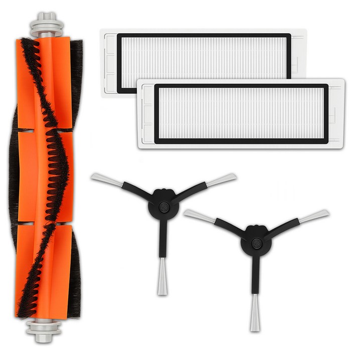 멋진공간 샤오미 로보락 2세대  3세대  s5 max  s6 maxv 호환 필터  메인 브러쉬 검정  사이드브러쉬 세트, 단일상품, 1세트