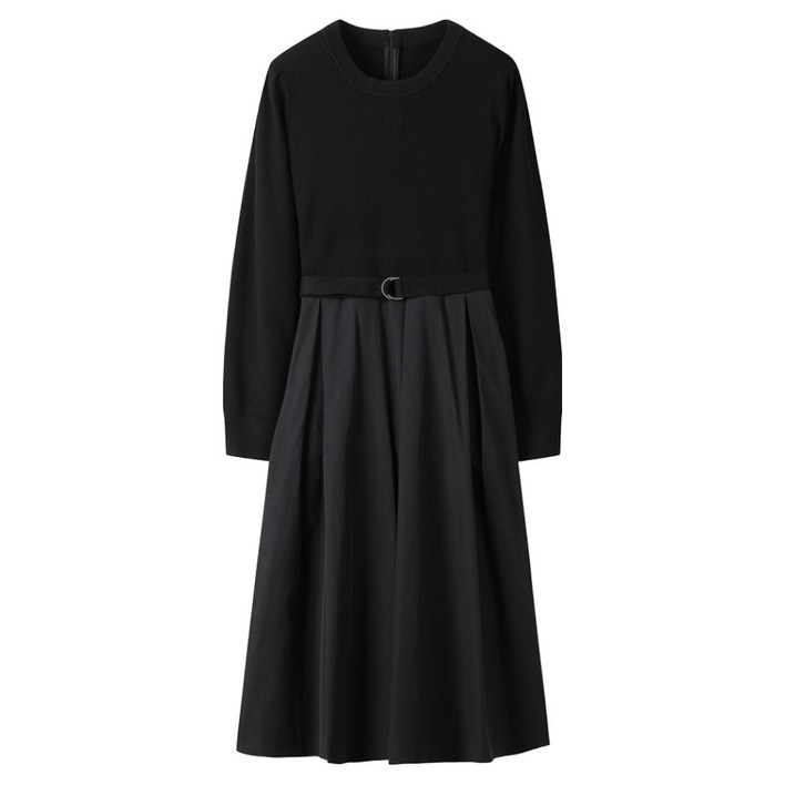 씨씨콜렉트 텍스처 블록 벨티드 니트 드레스