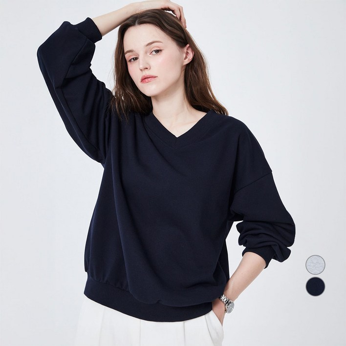 ELLE PARIS 브이넥 스웻셔츠