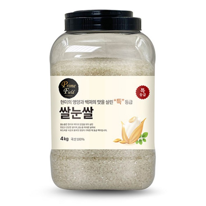 Prime Field 2024년산 햅쌀 쌀눈쌀 백미, 특등급, 4kg, 1개