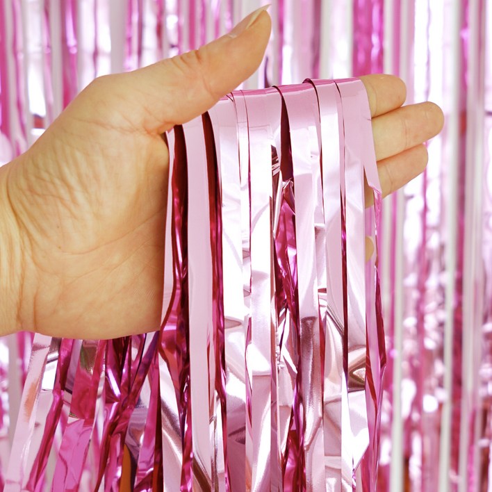 메탈릭 파티 장식 수술 커튼, 핑크, 5개