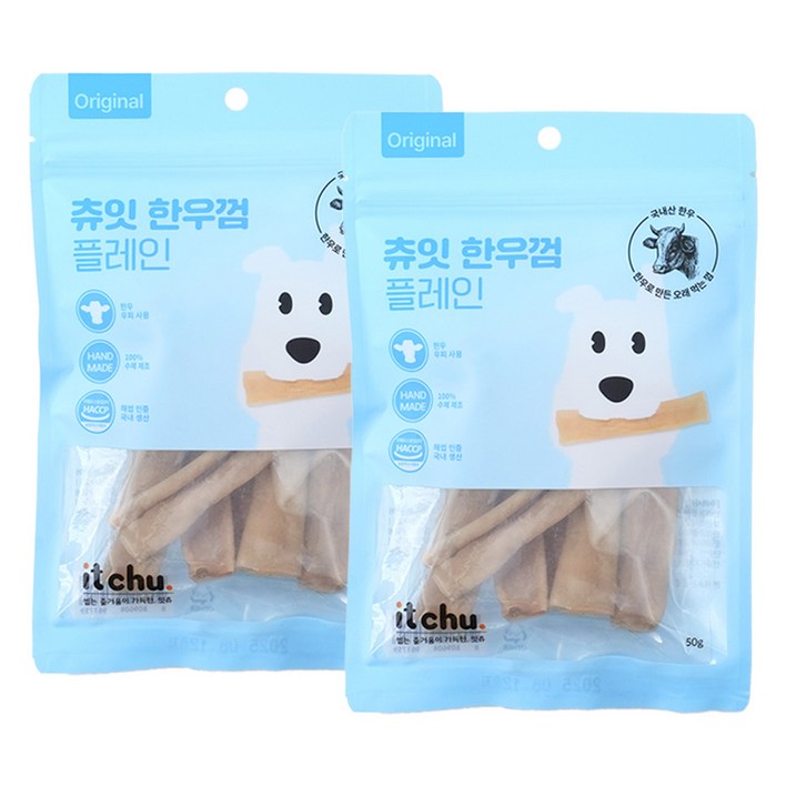 츄잇 한우 가죽껌, 플레인, 50g, 2개 츄잇 한우 가죽껌, 플레인, 50g, 2개