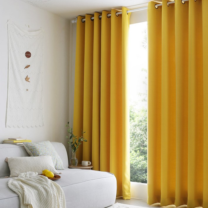 데코원 제이드2 아일렛 암막 커튼 2개 + 끈 2개