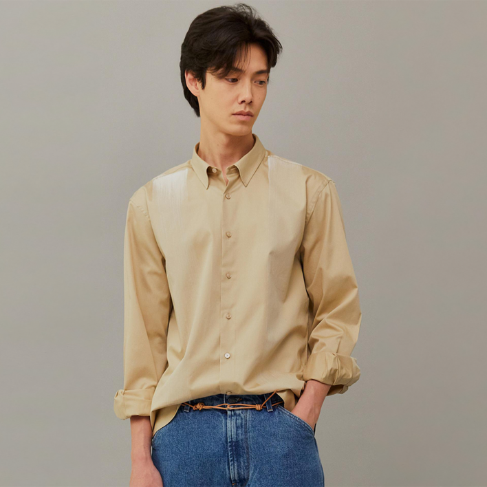 RAUMMEN 남성용 핸드 페인팅 면 캐주얼 셔츠