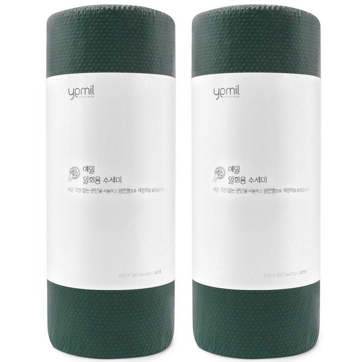 예밀 뜯어쓰는 일회용 수세미 롤형, 그린, 60개입, 2개