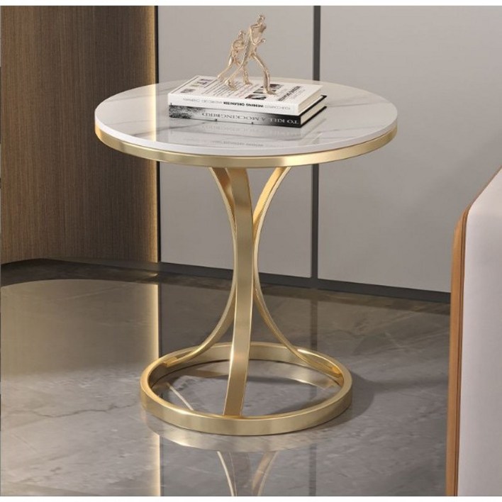 체리닷컴 잘록한 세라믹 거실 카페 원형 티테이블, 골드 B