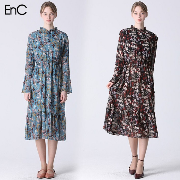 이엔씨 EnC  하이넥 프릴 원피스 (택가격:99000원)