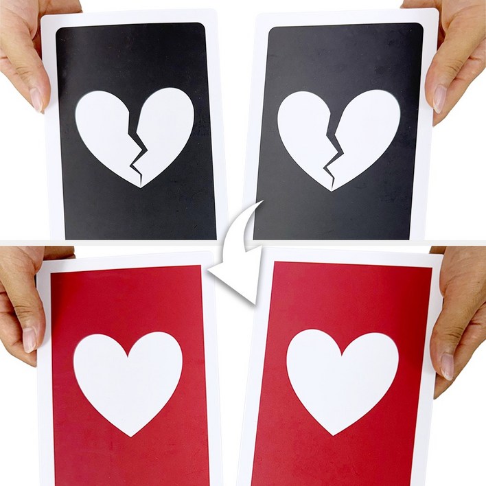 JL매직 깨진 하트 카드를 붙이는 간단한 마술도구 러브앤헤이트