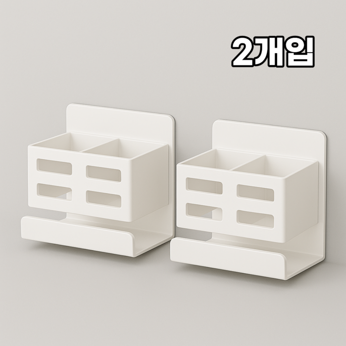 세르보 간편 설치 무타공 칫솔 걸이 꽂이, 화이트, 2개 세르보 간편 설치 무타공 칫솔 걸이 꽂이, 화이트, 2개