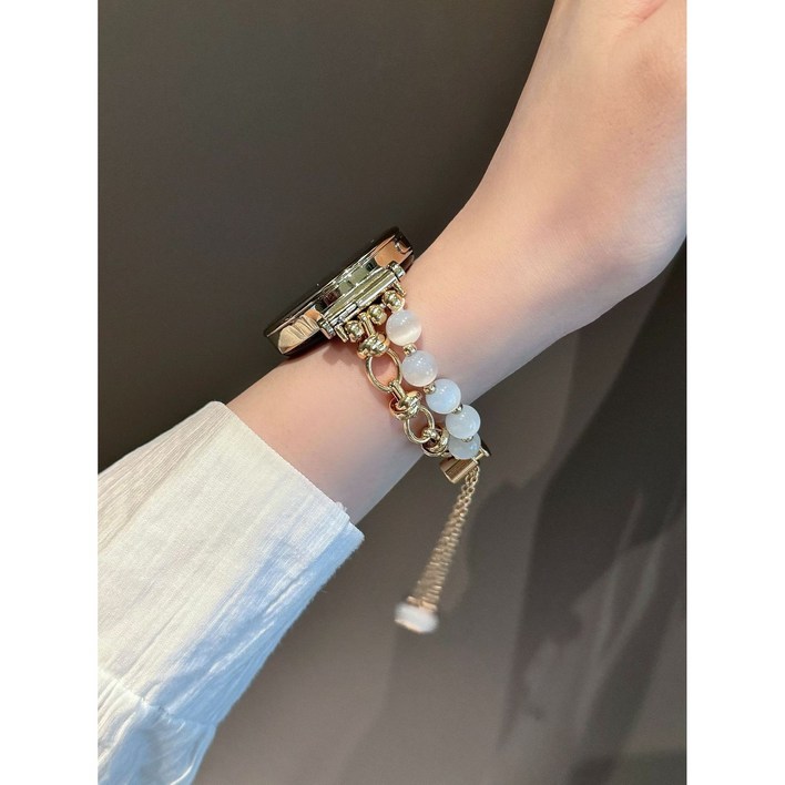 이스타프로 갤럭시워치 호환 진주 스트랩, 골드화이트, 1개