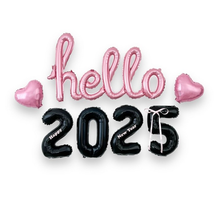 하피블리 헬로 2025 신년 풍선 연말 파티 용품 이벤트 세트, 1개, 신년세트블랙핑크 하피블리 헬로 2025 신년 풍선 연말 파티 용품 이벤트 세트, 1개, 신년세트블랙핑크