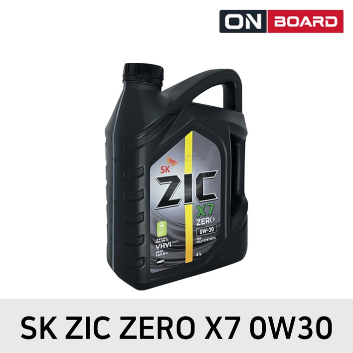 SK ZIC X7 ZERO 지크 엑스세븐 제로 가솔린 LPG 엔진오일 0W30 4L, 4L, 1개