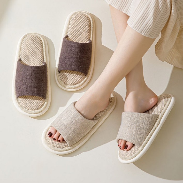 SINNO 남녀커플 린넨 층간소음방지 쿠션 거실화 사무실 실내화 실내 슬리퍼