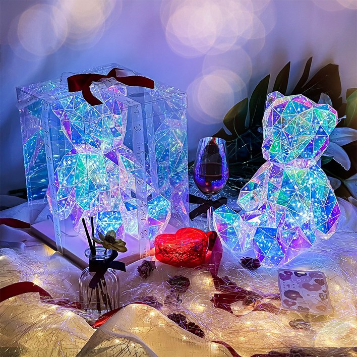 아모란나 폴리곤 베어 프로포즈 이벤트 오로라 LED 선물 장식, 폴라베어 - LED Polar Bear GIFT BOX - 투데이밈