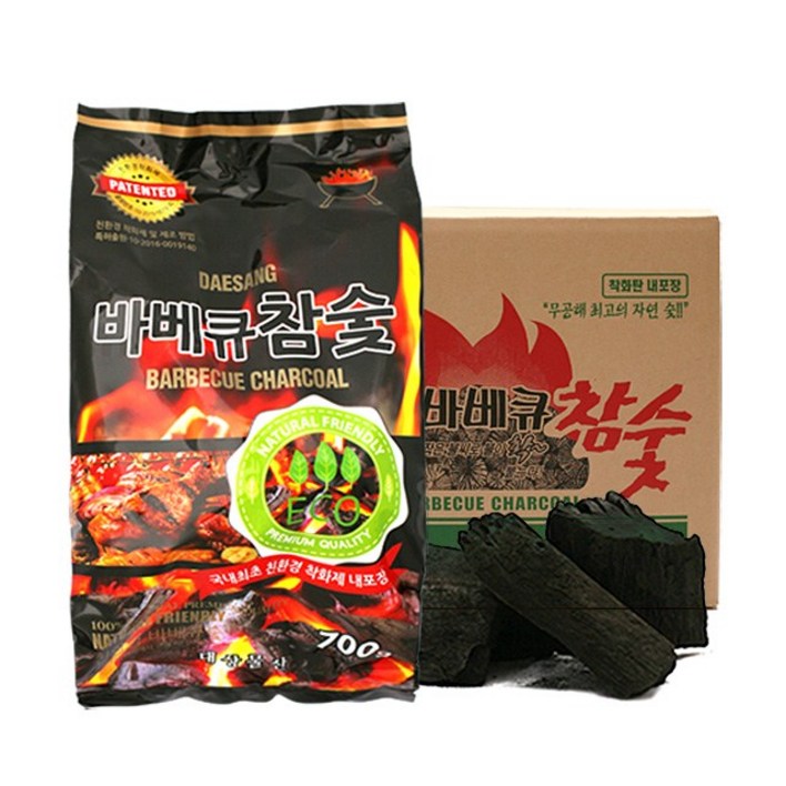 바베큐 참숯 700g 1박스20EA착화제 중량 포함 숯 차콜 구이용숯 캠핑숯 바베큐용숯 바베큐용 차콜 봉지숯