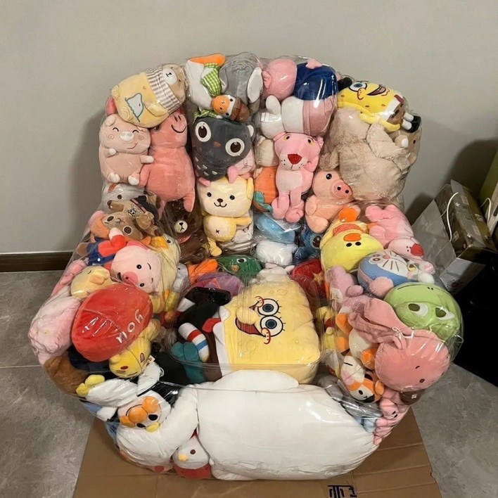 미누네 투명 인형보관함 쇼파 의자 인테리어 수납함, 1개, 클리어 M