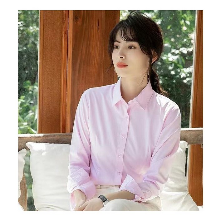 고퀄리티 스퀘어넥 여성 링클프리 셔츠