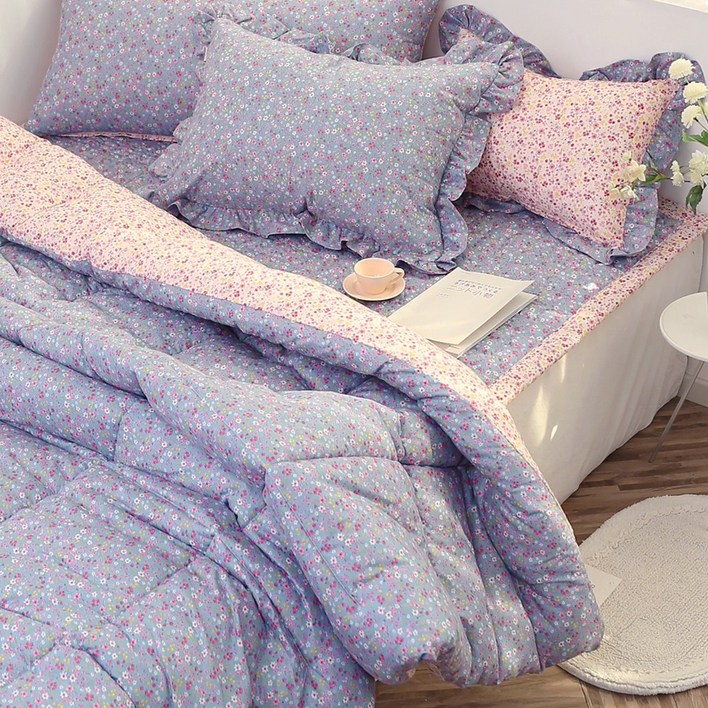 쉐리잔꽃 30수 광목면100% 차렵이불, 싱글(S)/퀸(Q)