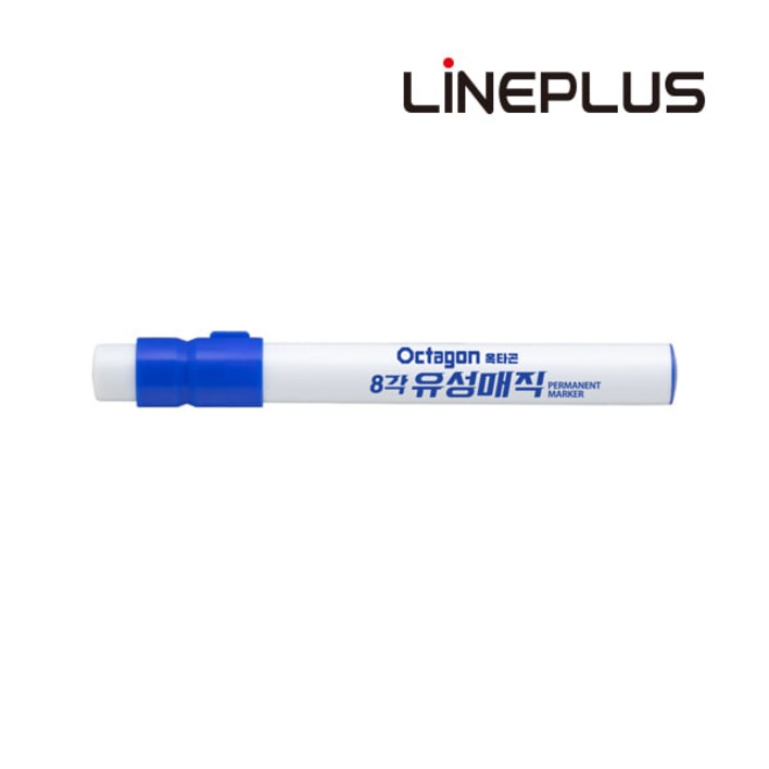 라인플러스 옥타곤 8각 유성매직 사각닙 5mm 12개입 청색
