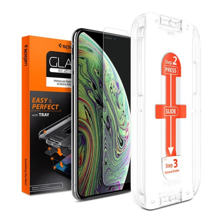 슈피겐 아이폰 강화유리 액정보호 필름  이지트레이 제공 글라스tR슬림 이지핏 2p AGL03385