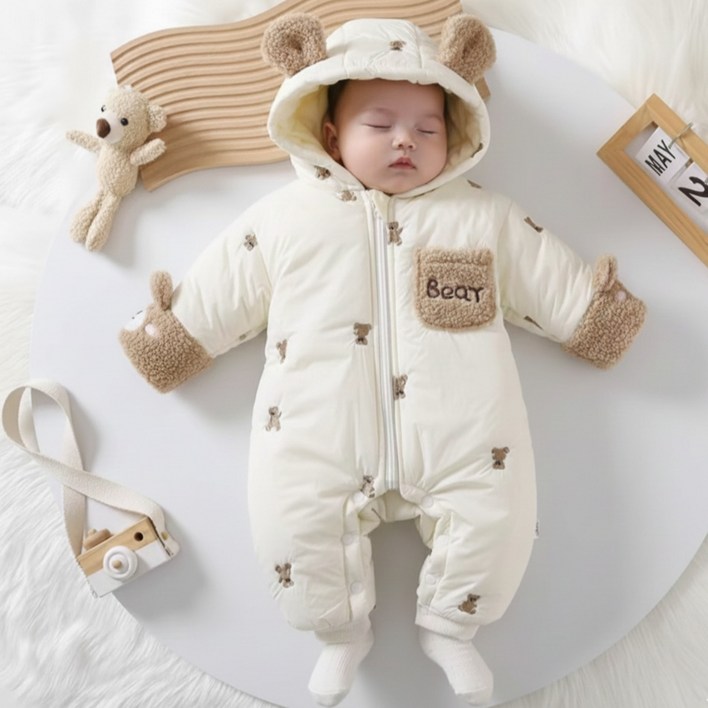신생아 돌 아기 겨울 패딩 우주복 기모 방한 슈트 돌전후 외출복