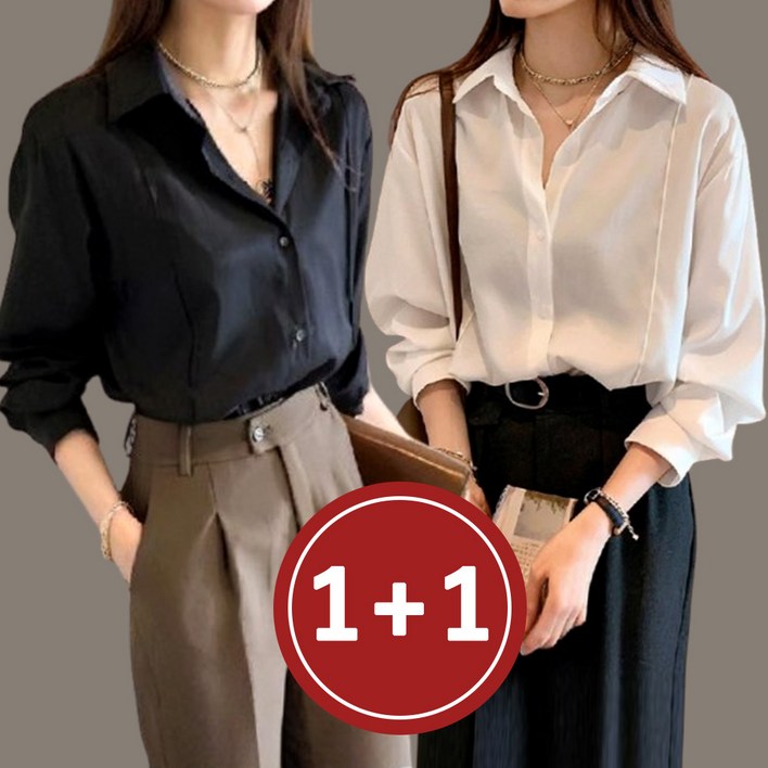 플랜와이 구김 없는 라인 링클프리 블라우스 셔츠 2종세트 PFS15