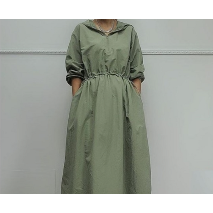 아노락원피스 바스락 후드 롱 원피스