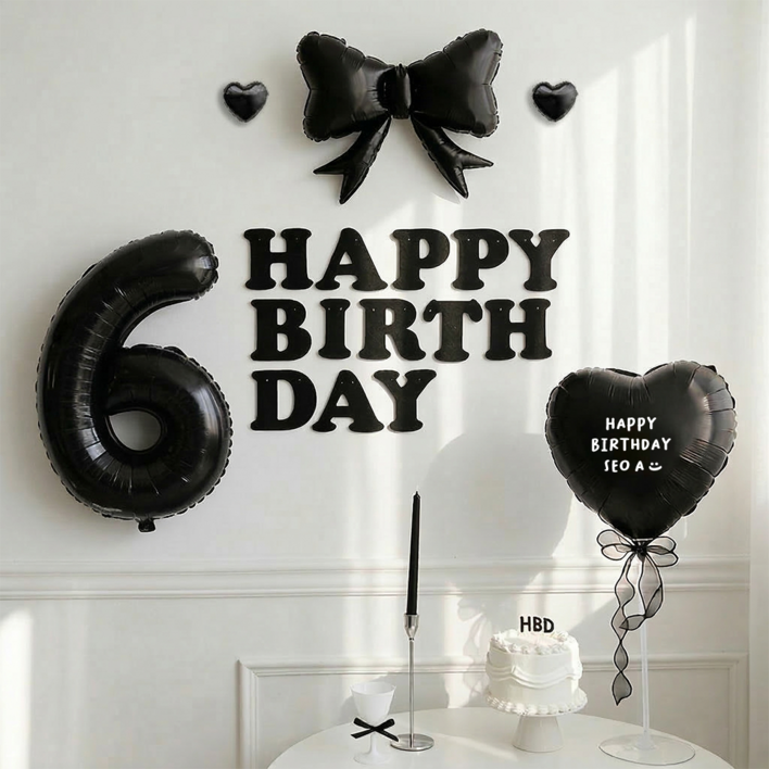 파티몬 생일 풍선 가랜드 리본 파티 용품 숫자 이니셜 세트 소품 이벤트