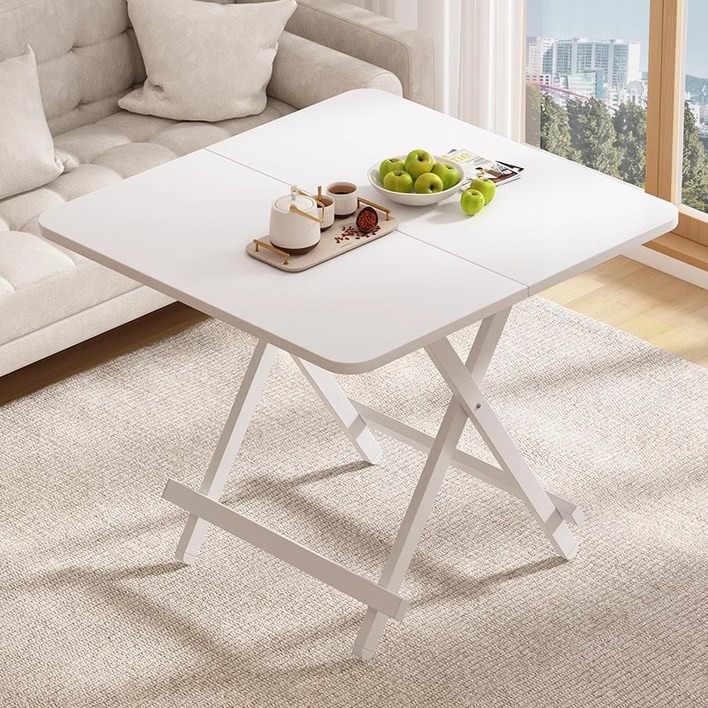 OYEAH 심플 스퀘어 접이식 테이블 다용도 가정용 식탁 ,화이트, 4인용, 흰색