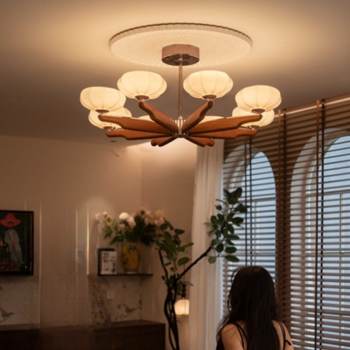 펜던트 조명 인테리어 골드 원목 대형 카페 샹들리에 거실 무드 라인 우드 등 LED, 85CM LED 84W