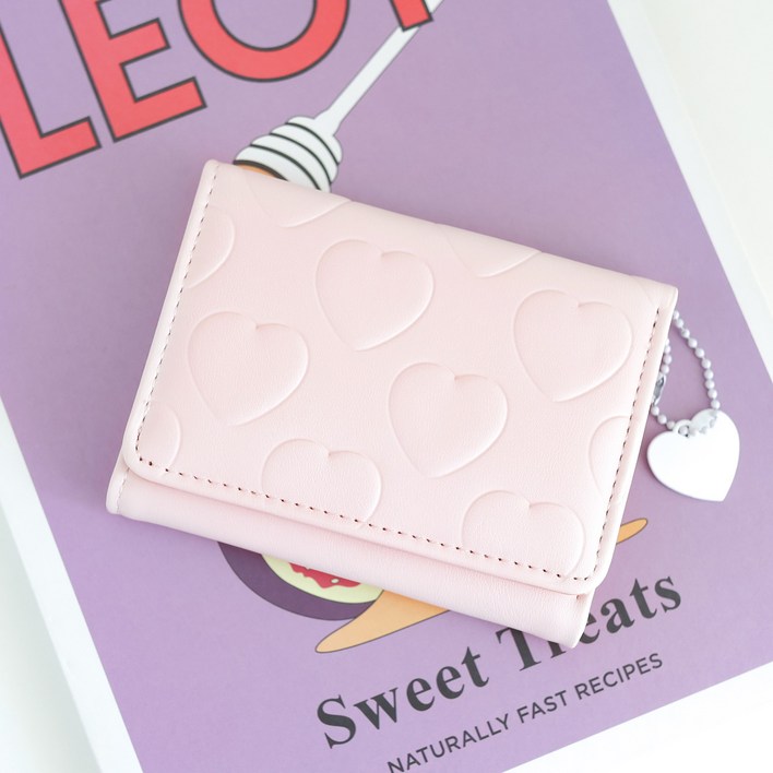 오르베인 파스텔 엠보 하트 지갑 키링 카드 지갑 선물