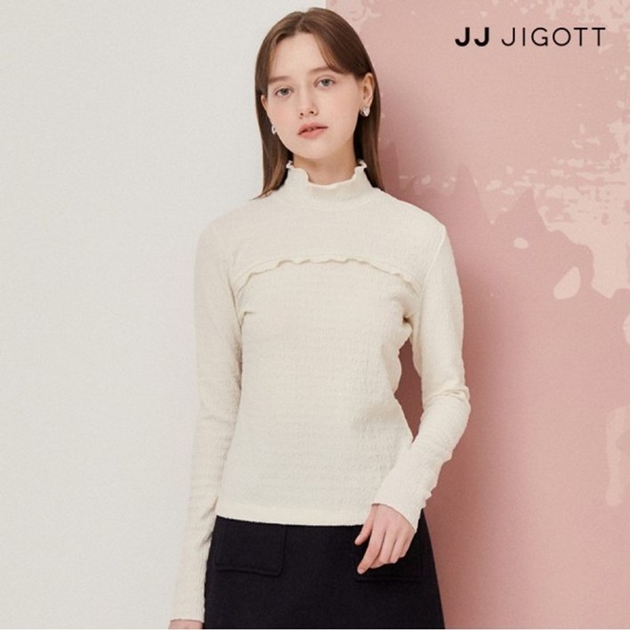 JJ지고트    하프넥 슬림핏 크링클 티셔츠 GN8A0TSR2