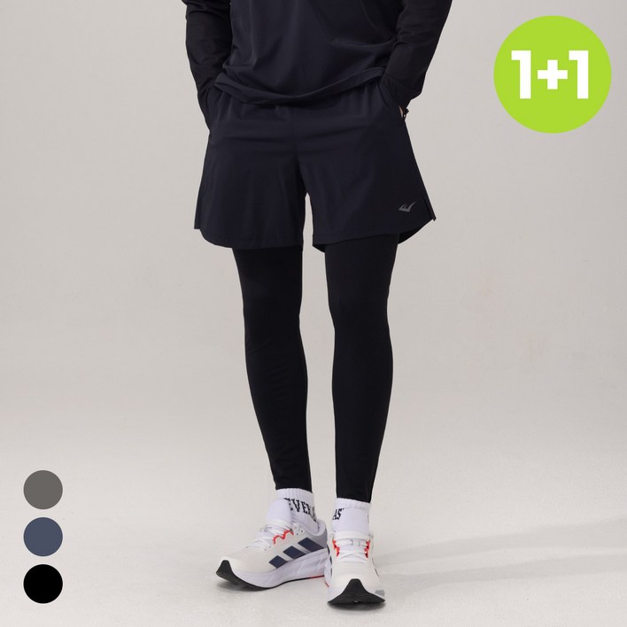 에버라스트 1+1 남자 반바지 레깅스 4부 러닝 슈트