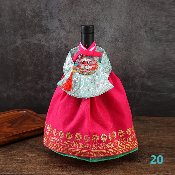 한복 와인커버 술병주머니 외국인선물 와인케이스 인테리어장식소품 인형한복, 1개