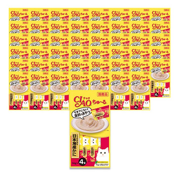 4SC-76 이나바 CIAO 챠오 츄르 닭가슴살&게 X 48개 세트, 48개, 4개입, 14g