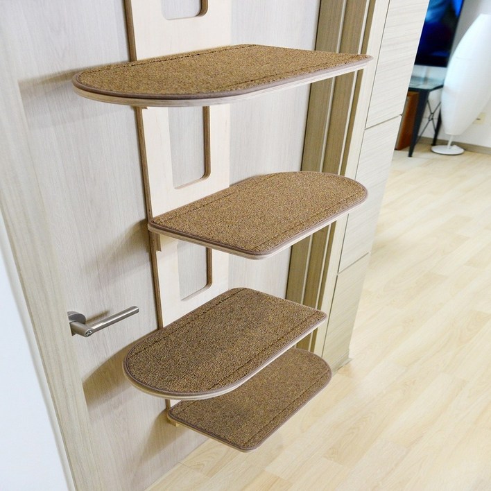 우드팟 고양이 프리미엄 문걸이 캣타워세트브라운, 자작, 1개