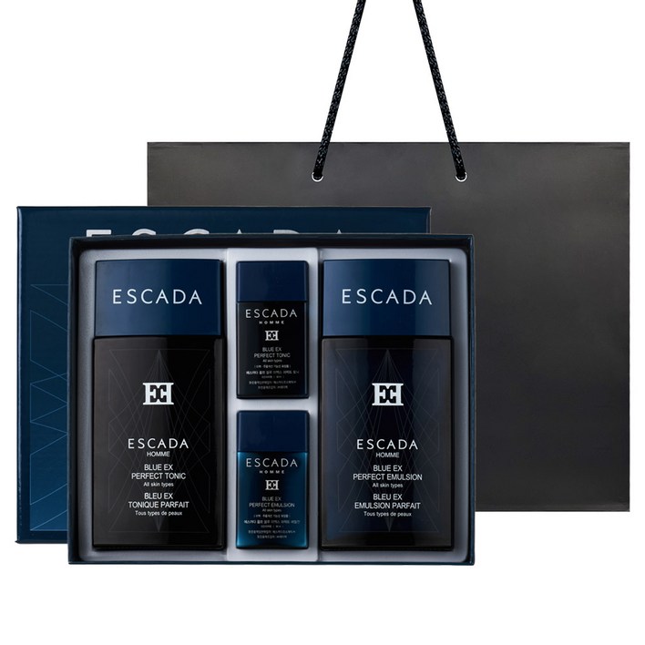 에스까다 옴므 퍼펙트 블루 2종 선물 세트  쇼핑백 남성화장품 스킨로션 기획 세트, 1세트