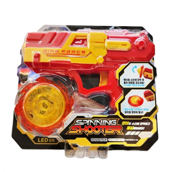 파워레인저 다이노포스 스피닝 슈터 팽이 아이알파캔디빈 택1 LED팽이 캐릭터 완구 장난감, 레드, 1개