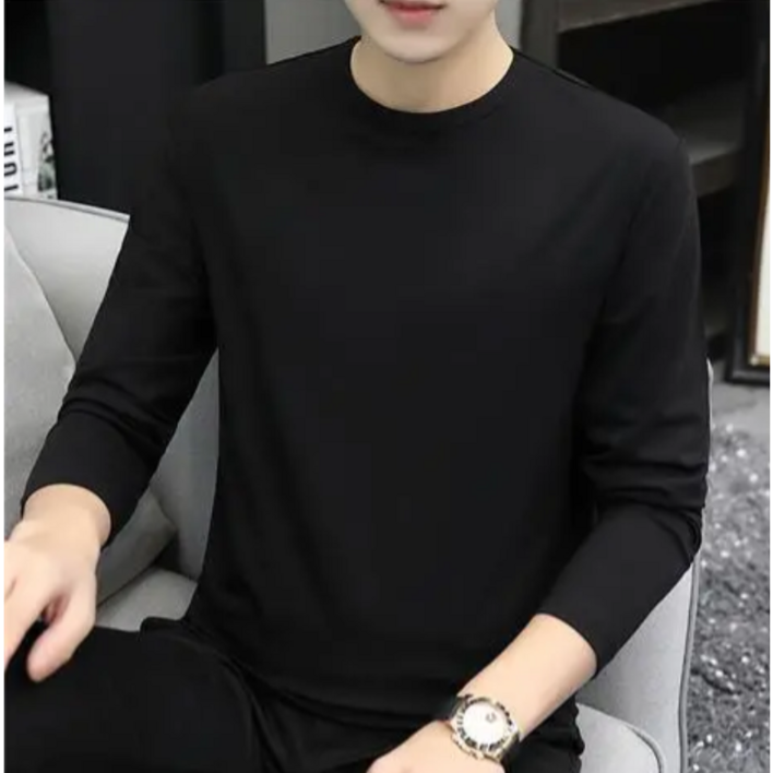 LEXIN 남성 베이직 솔리드 모달 긴팔 티셔츠 얇은 탑