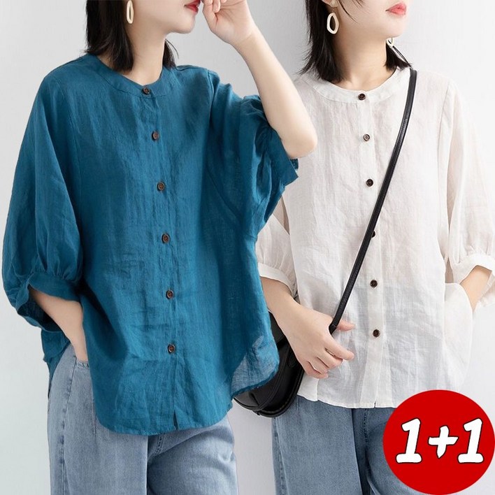 11 여성 칠부소매 면마셔츠 문예 상의 루즈핏 빅사이즈 린넨 블라우스 면남방 11 여성 칠부소매 면마셔츠 문예 상의 루즈핏 빅사이즈 린넨 블라우스 면남방