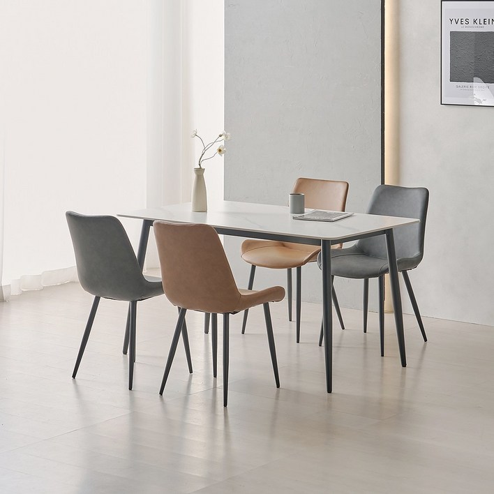 라로퍼니처 클래시 1400 포세린 통 세라믹 블랙 스틸 프레임 식탁 세트